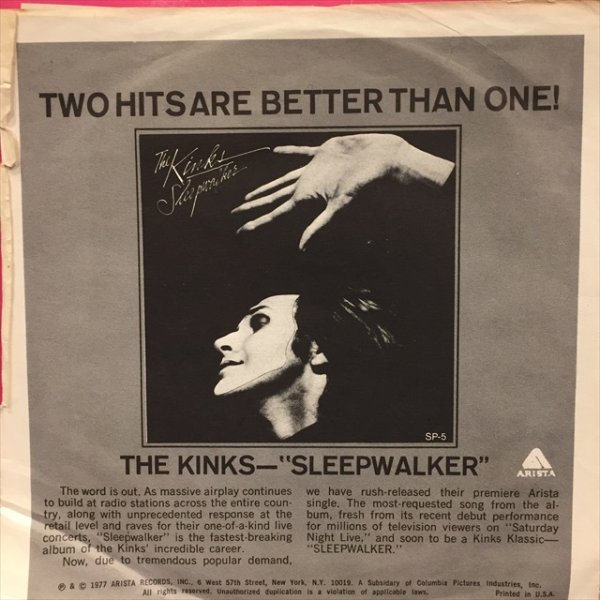 画像1: The Kinks + The Hollywood Stars / Sleepwalker (1)