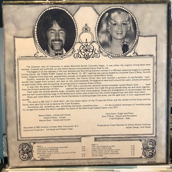 画像2: Marty Gillan, Karen O'Bray and The Town Pumpers / We Did It Our Way (2)