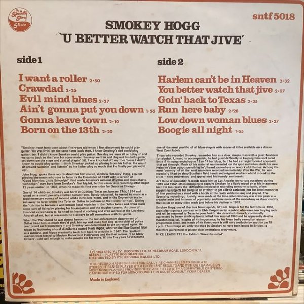 画像2: Smokey Hogg / U Better Watch That Jive (2)